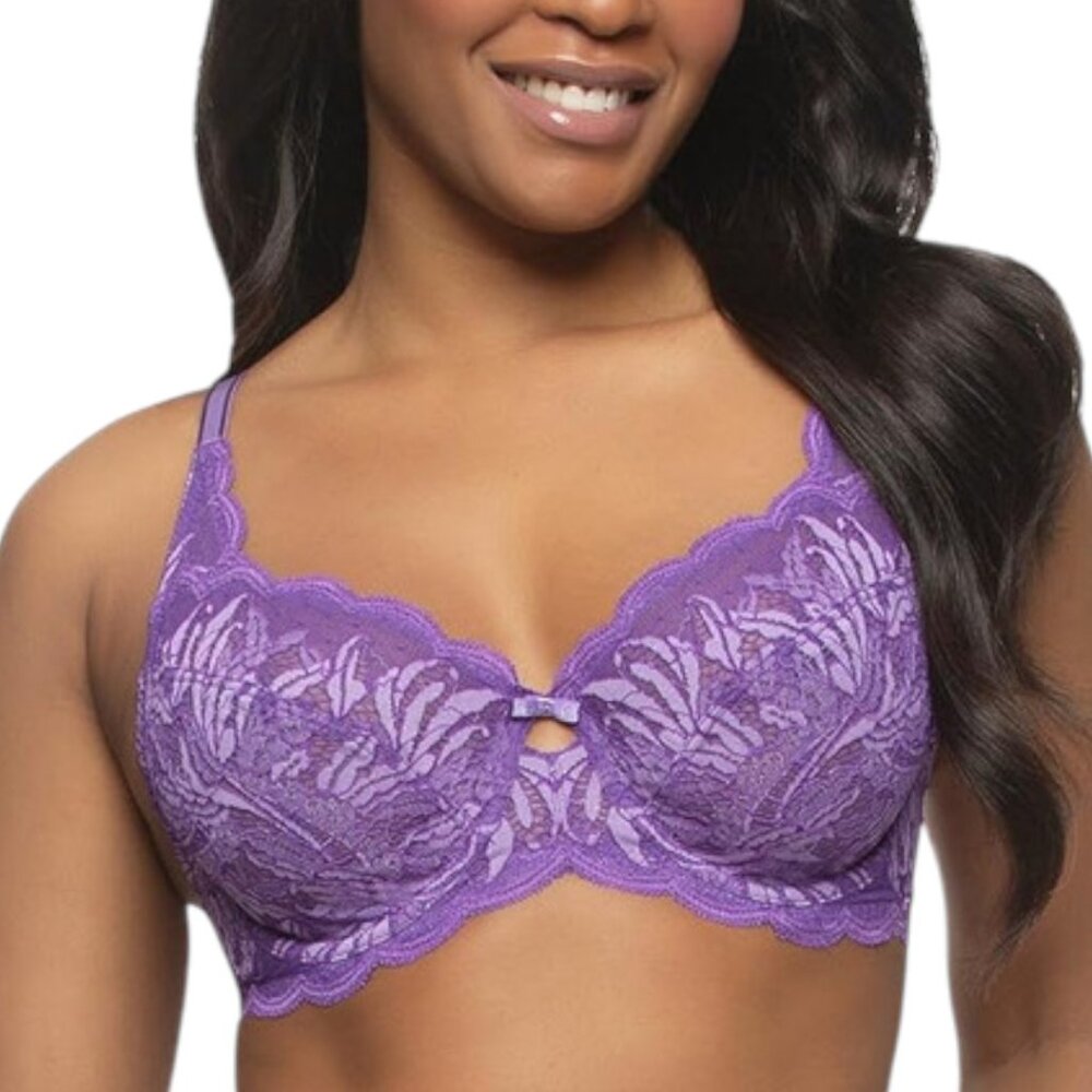 Felina Peridot Unlined Lace Bra 40H Purple Full Coverage 115073